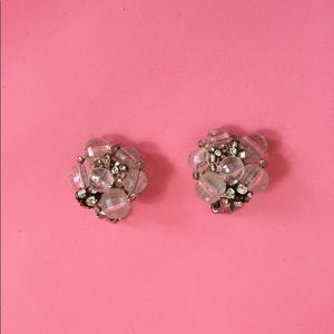 Old Hollywood Rhinestone Beaded Cluster Earrings